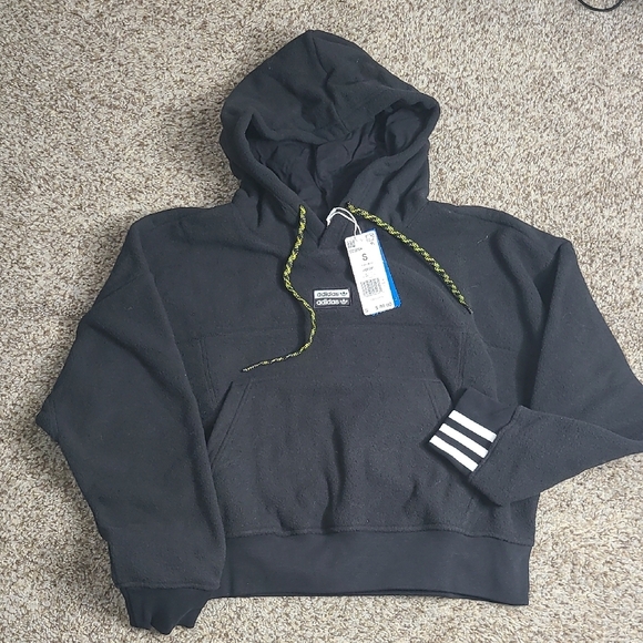 adidas Tops - Adidas Black Sweatshirt with Signature Stripes